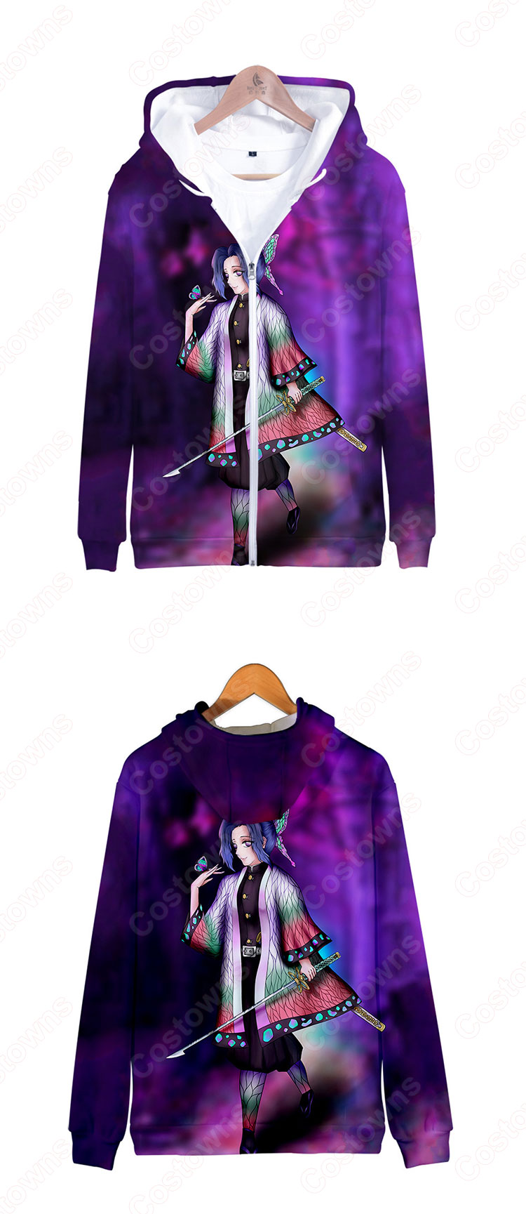 鬼滅の刃 ジップアップパーカー 子供 大人 長袖 日常服 カジュアル おしゃれ おおきいサイズ 秋 冬 服-10