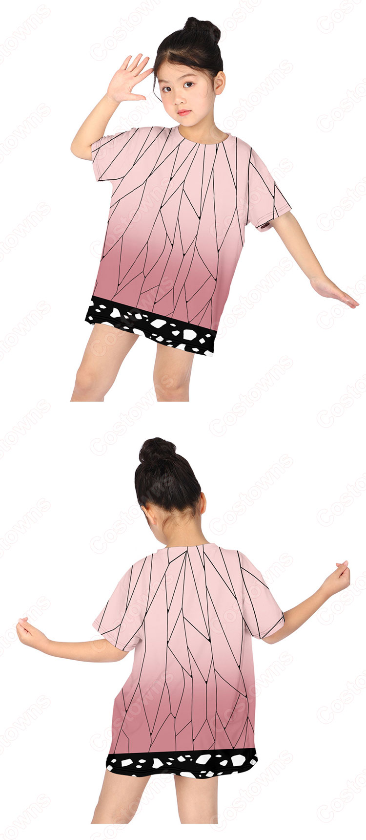 鬼滅の刃 Tシャツ 女の子 ドレス 子供服 キッズ 半袖 夏服 普段着 超かわいい 誕生日 プレゼント 鬼滅の刃 グッズ-9