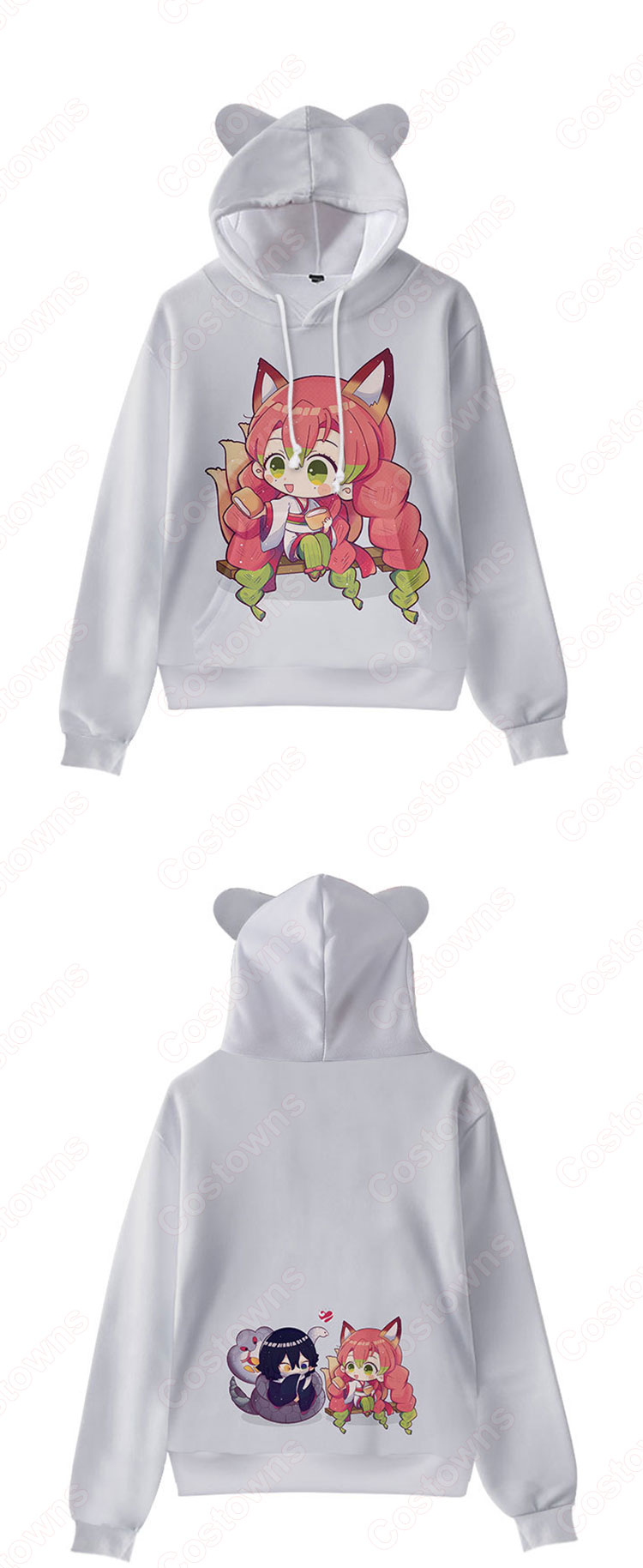 鬼滅の刃 子供用 パーカー 猫耳 キッズ スウエット 長袖 プルオーバー プリント フード付きフーディー カジュアル オーバー-10