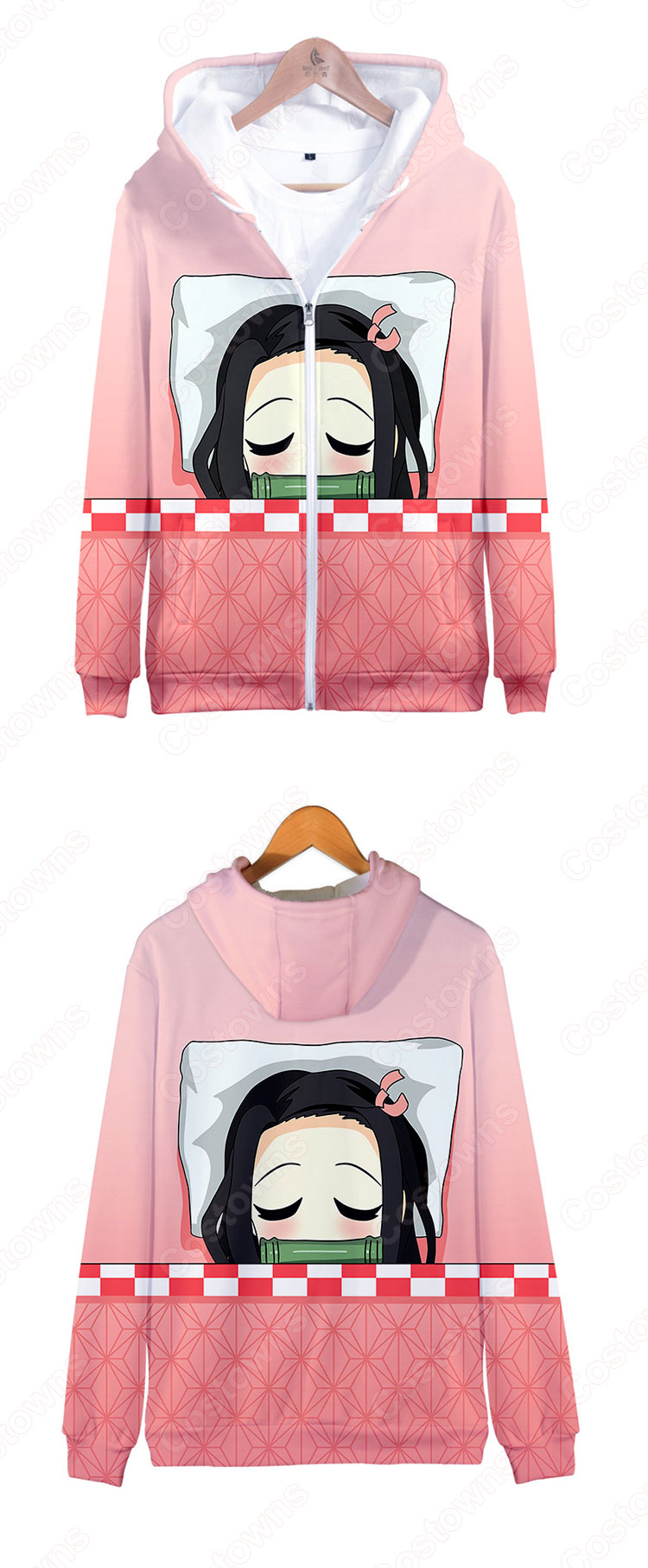 鬼滅の刃 ジップアップパーカー 普段着 カジュアルコーデ おおきいサイズ 長袖 春秋冬服 子供用 大人用-3