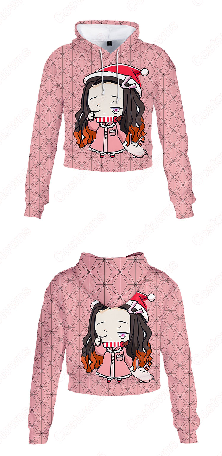 鬼滅の刃 ショート丈 パーカー へそ出し フーディー ショートトップス クリスマスシャツ 長袖 ヒップホップ カジュアル おしゃれ トップス-4