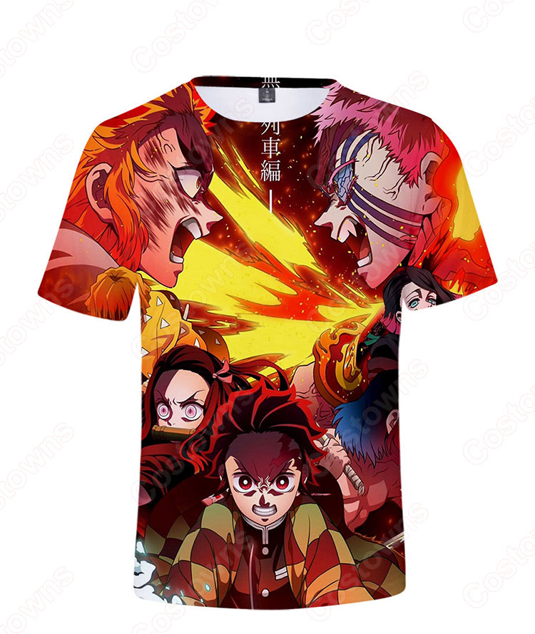 鬼滅の刃 Tシャツ 子供用 半袖 ラウンドネック 夏服 キッズ アニメ プリント 男の子 女の子 イベント 衣装 誕生日 プレゼント 鬼滅の刃 グッズ-10