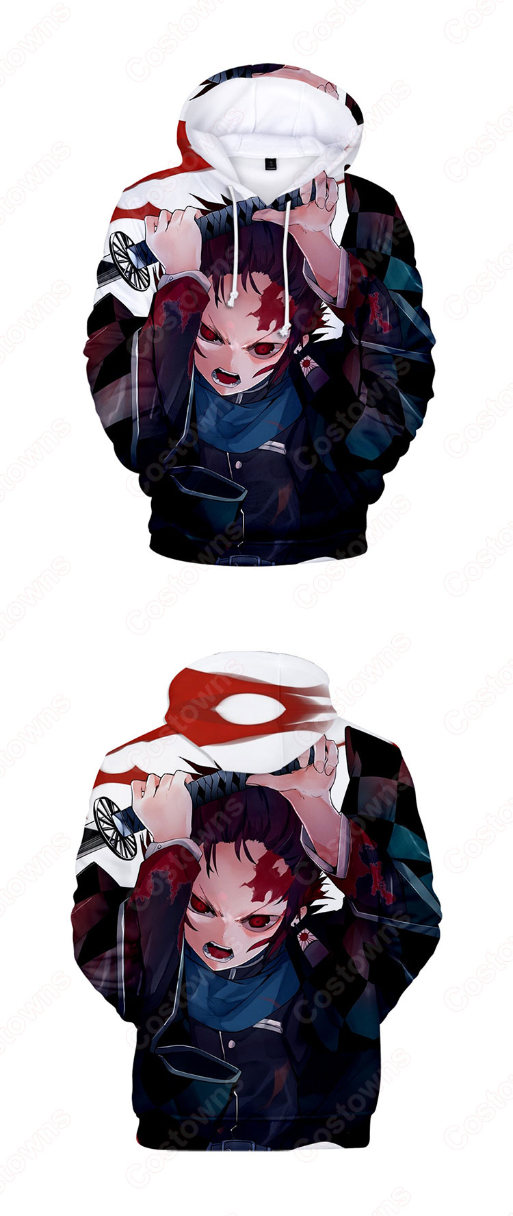 鬼滅の刃 パーカー 長袖 フード付き 子供 大人 春秋冬服 アニメ プリント 柔らかい 衣装 誕生日 プレゼント-9