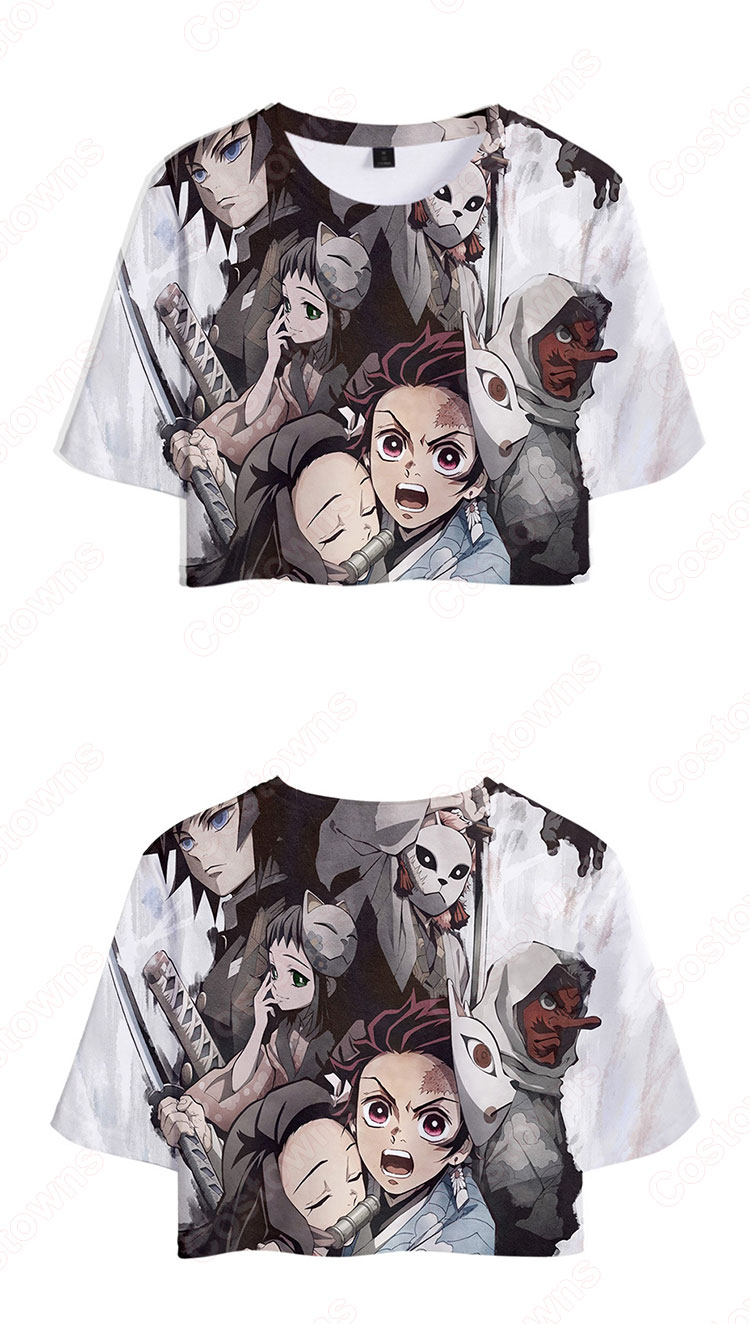 鬼滅の刃 Tシャツ 短パン 上下セット レディース アニメ 服 半袖 女の子 ガール かわいい 柔らかい ヘソ出し 衣装 イベント 誕生日 プレゼント 鬼滅の刃 グッズ-19