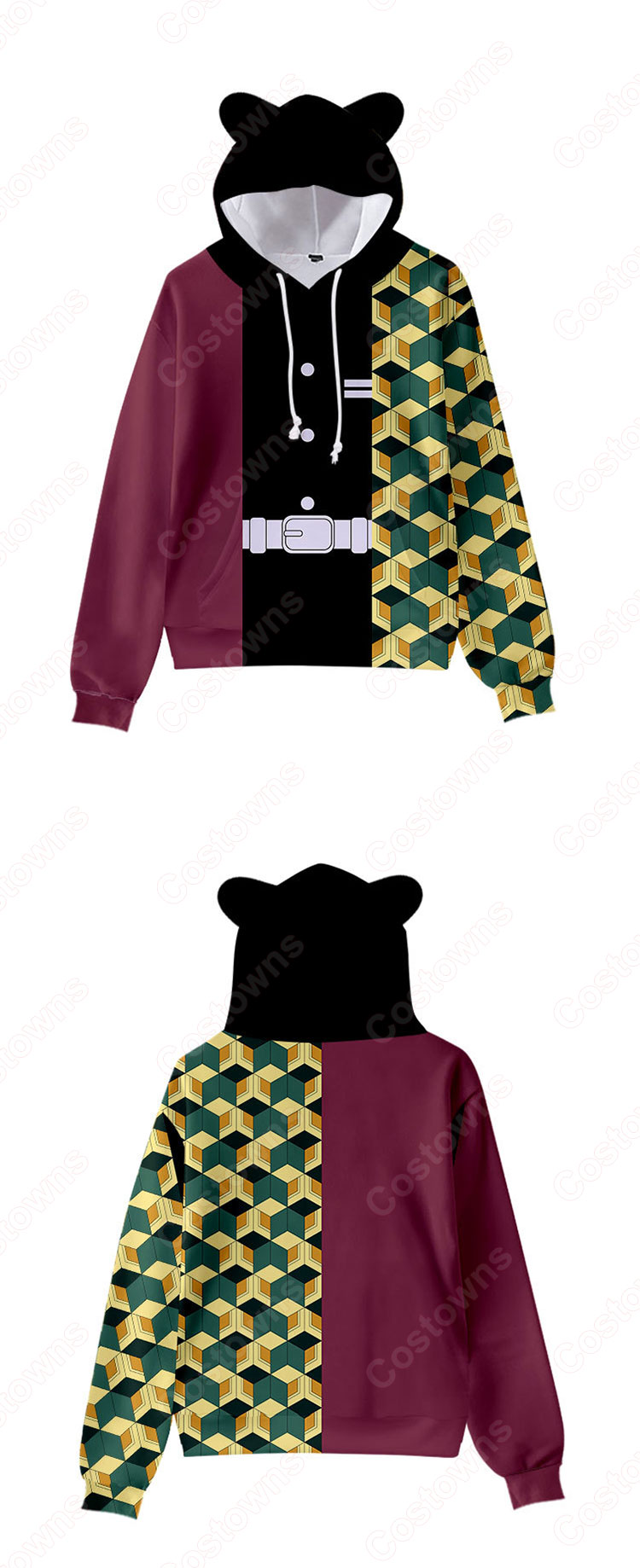 鬼滅の刃 猫耳 パーカー 子供 ジャケット キッズ 萌え フード付き コート かわいい 趣味 長袖 上着 カジュアル 春秋冬トレーナー スウェット-16