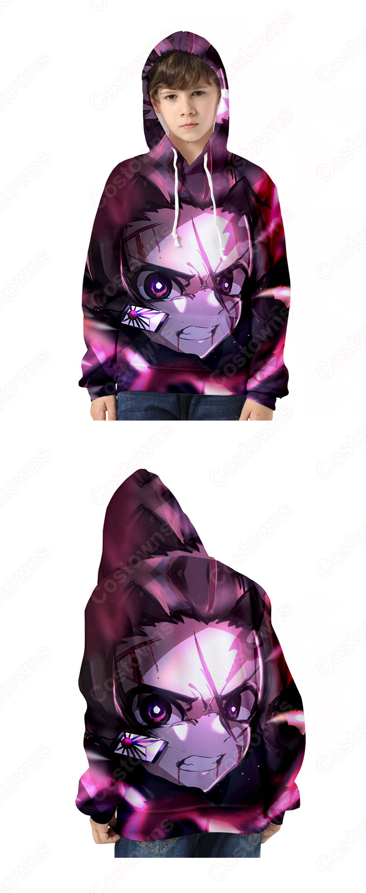 鬼滅の刃 パーカー 子供 キッズ 長袖 フード付き 親子服 男女兼用 春秋冬用 おしゃれ-11