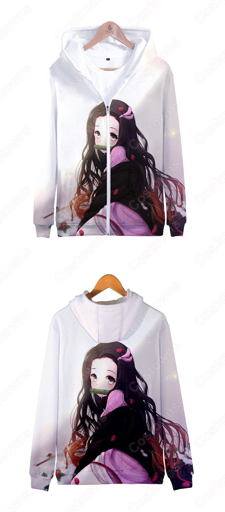 鬼滅の刃 ジップアップパーカー 子供 大人 長袖 日常服 カジュアル おしゃれ おおきいサイズ 秋 冬 服-12