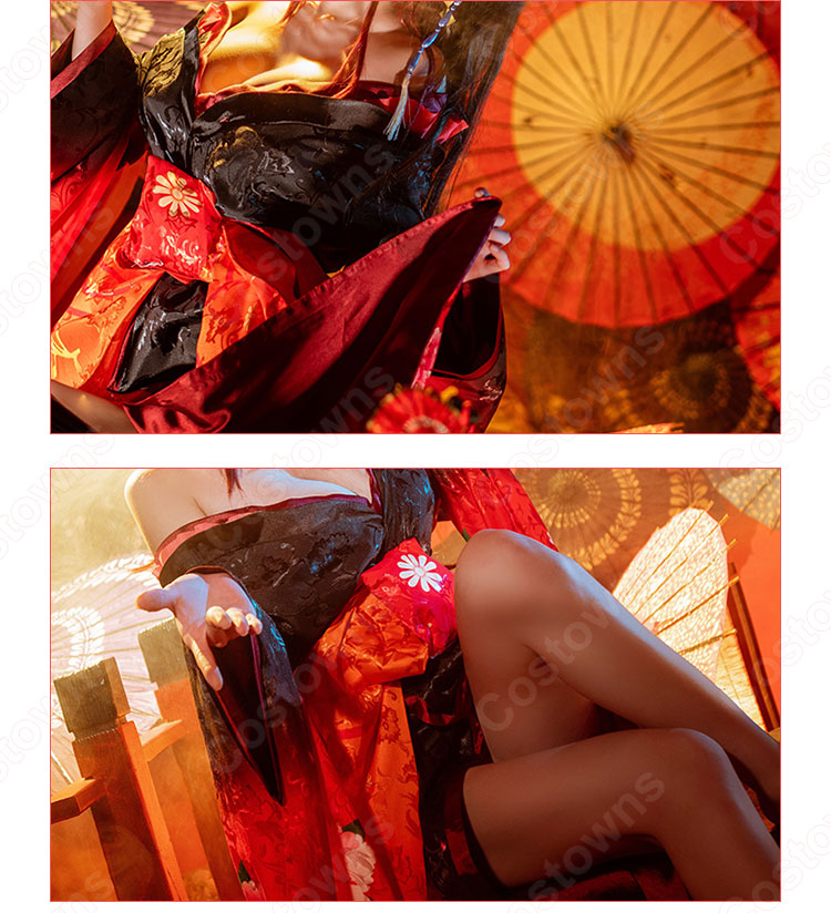 時崎狂三(ときさきくるみ) 浴衣 コスプレ衣装 『デート・ア・ライブ』 艶姿 花魁 新品 着物 仮装 ステージ服 セット コスプレ用-6