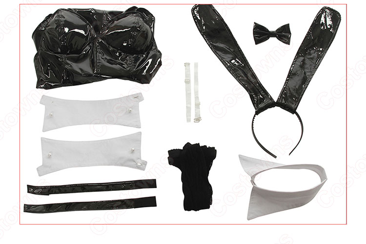 桜島麻衣 黒/白 バニーガール コスプレ衣装 『青春ブタ野郎』さくらじままい セクシー 仮装 コスチューム-16