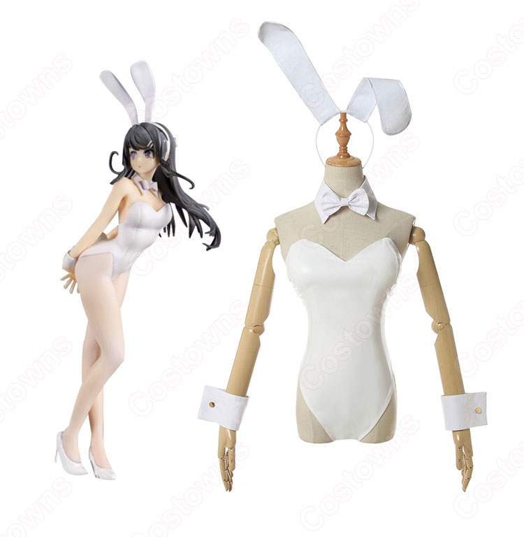 桜島麻衣 黒/白 バニーガール コスプレ衣装 『青春ブタ野郎』さくらじままい セクシー 仮装 コスチューム-7