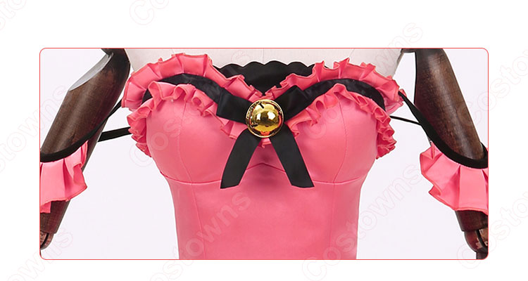 『デート・ア・ライブ』時崎狂三(ときさきくるみ) コスプレ衣装 DATE A LIVE 猫 フィギュア服 ピンク セクシー 可愛い ワンピース コスプレ用-9