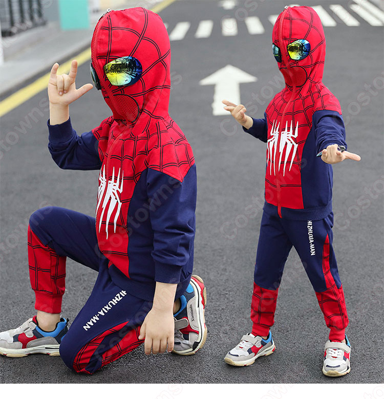 スパイダーマン パーカー ズボン 上下セット コスプレ衣装 秋冬 子供服 - Costowns