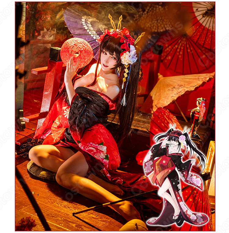 時崎狂三(ときさきくるみ) 浴衣 コスプレ衣装 『デート・ア・ライブ』 艶姿 花魁 新品 着物 仮装 ステージ服 セット コスプレ用-3