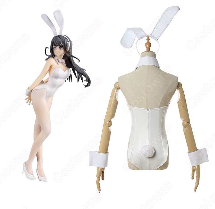 桜島麻衣 黒/白 バニーガール コスプレ衣装 『青春ブタ野郎』さくらじままい セクシー 仮装 コスチューム-8