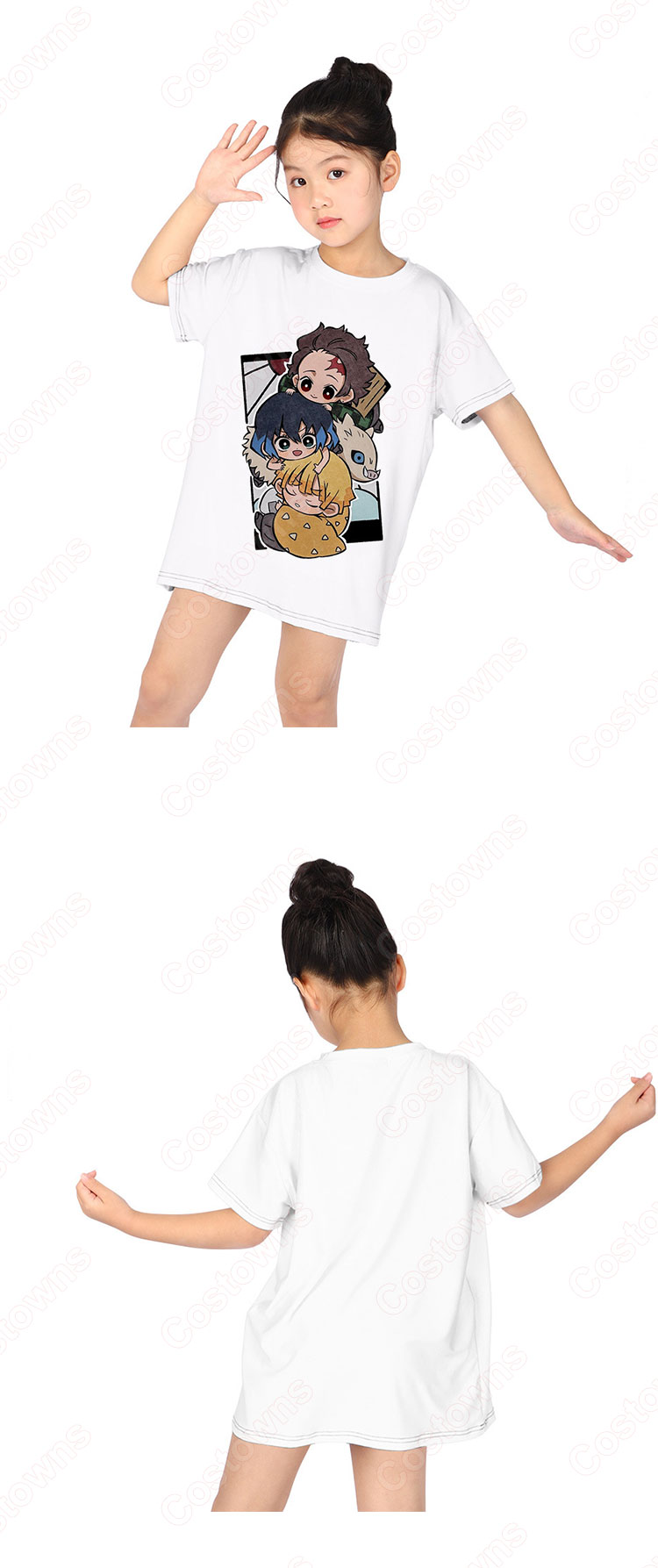 鬼滅の刃 アニメ プリント Tシャツ 半袖 かわいい 柔らかい Uネック 記念シャツ Costowns