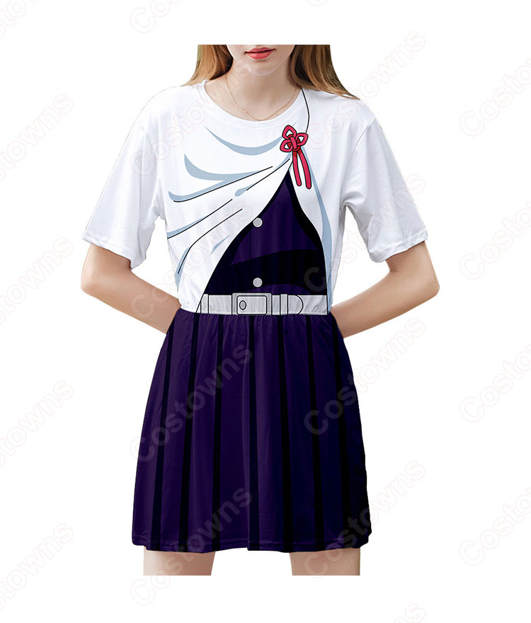 『鬼滅の刃』ワンピース アニメ プリント カジュアルスタイル 半袖 薄手 ひざ丈 夏 ワンピース 柔らかい 快適 可愛い お洒落 人気 ワンピース 女の子 誕生日 ファッション プレゼント-6