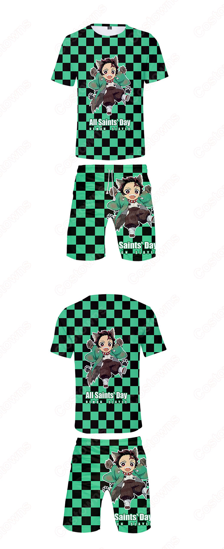 鬼滅の刃 グッズ Tシャツ 短パン 上下セット ハロウィーンシャツ 半ズボン カジュアル服 Costowns