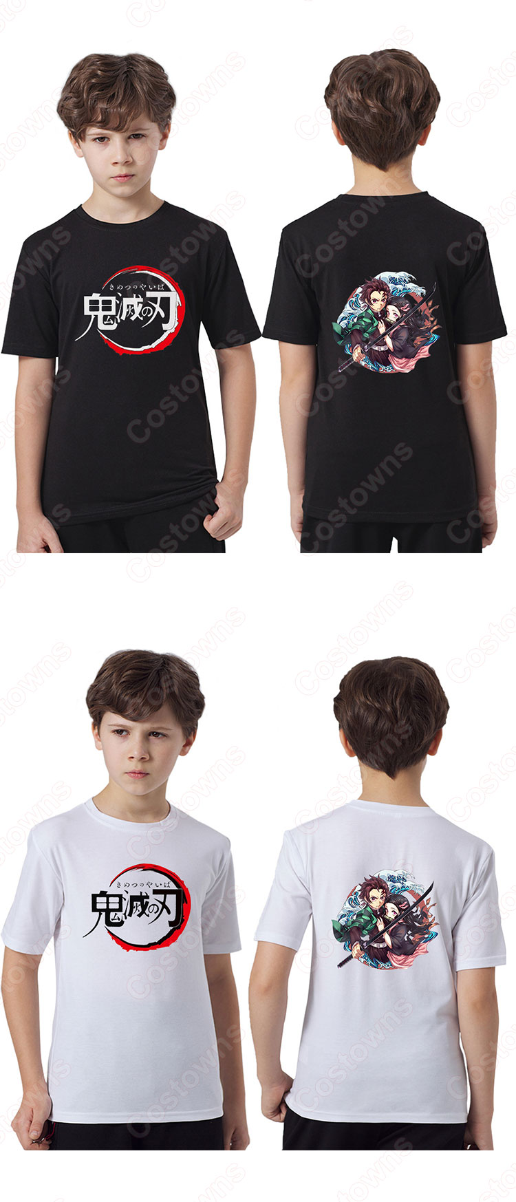 鬼滅の刃 グッズ Tシャツ シンプル アニメ プリント 半袖 キッズ Tシャツ 子供服 Costowns