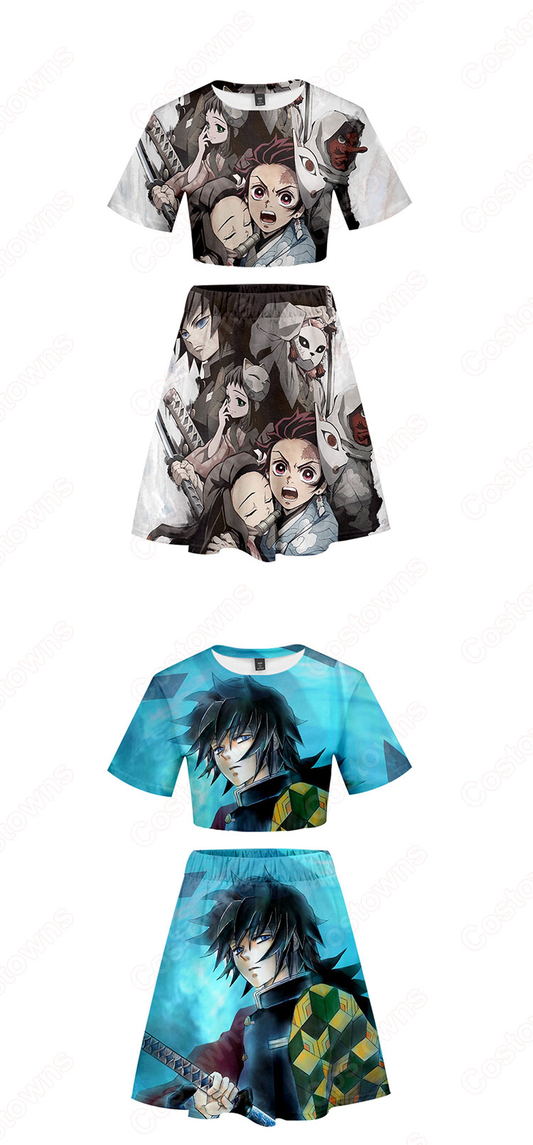 鬼滅の刃 グッズ へそ出し Tシャツ スカート 上下セット おしゃれ イベント セクシー 衣装 Costowns 鬼滅の刃 グッズ へそ出し Tシャツ スカート 上下セット おしゃれ イベント セクシー 衣装 Costowns