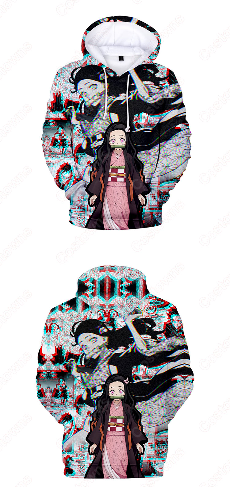 『鬼滅の刃』グッズ パーカー フード付き カジュアル スウェット アニメ 3Dプリント 長袖 プルオーバー 大人気 個性 冬服 暖かい かわいいトップス おしゃれ イベント 衣装 男女兼用-3