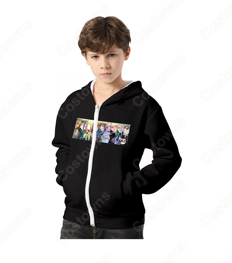 『鬼滅の刃』グッズ パーカー アニメ 3Dプリント 長袖 ジッパー付き フード付き シンプル カジュアル スウェット カーディガン ジップタイプ 子供服 人気 暖かい 秋冬 プルオーバー 男女兼用-6
