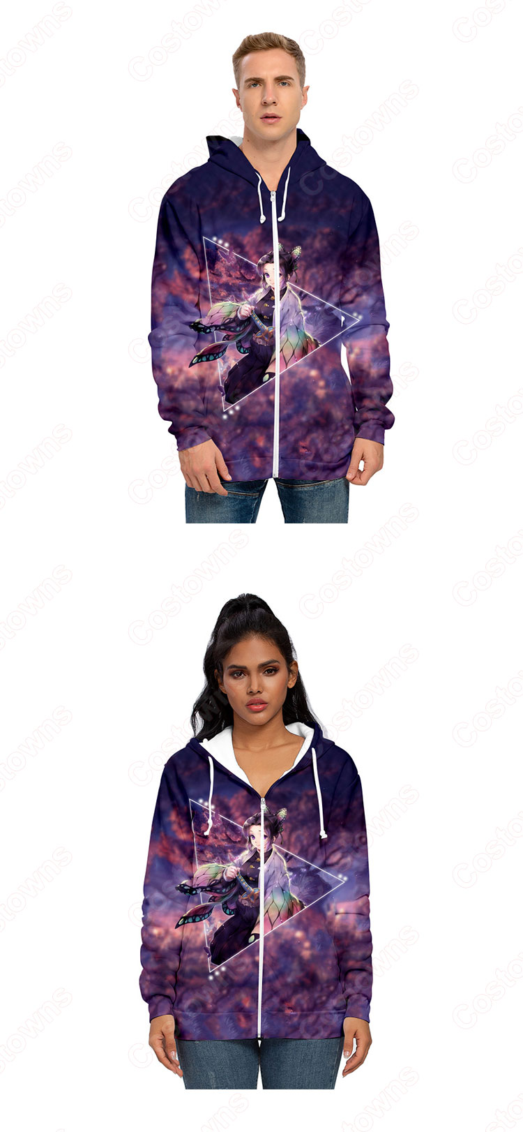 『鬼滅の刃』グッズ パーカー アニメ 3Dプリント 長袖 ジッパー付き フード付き シンプル カジュアル スウェット カーディガン ジップタイプ 子供服 人気 暖かい 秋冬 プルオーバー 男女兼用-4