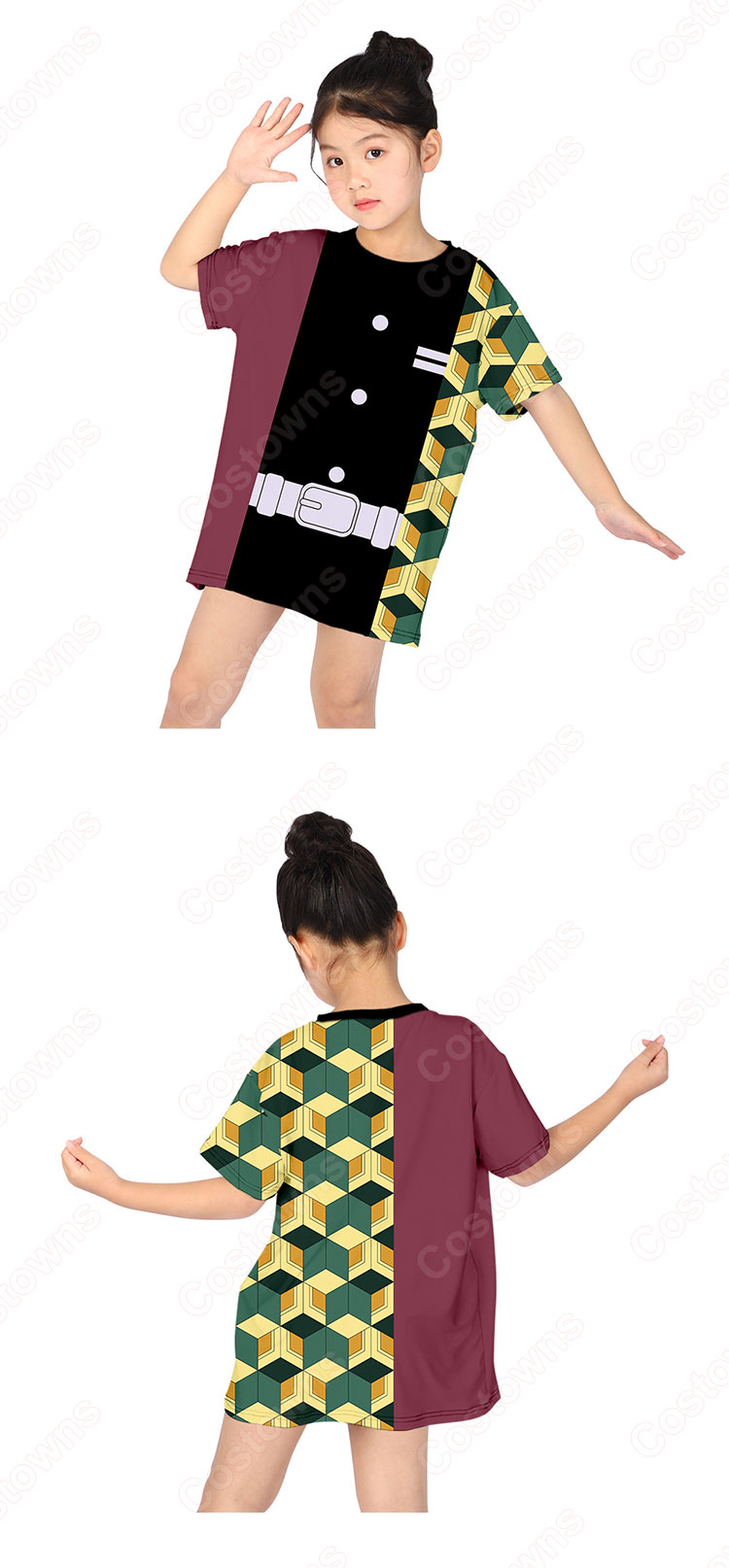鬼滅の刃 子供服 夏用 半袖 Tシャツ キッズ かわいい 柔らかい 男の子 女の子 男女兼用 記念シャツ Tシャツ 誕生日 プレゼント 100-160cm-3