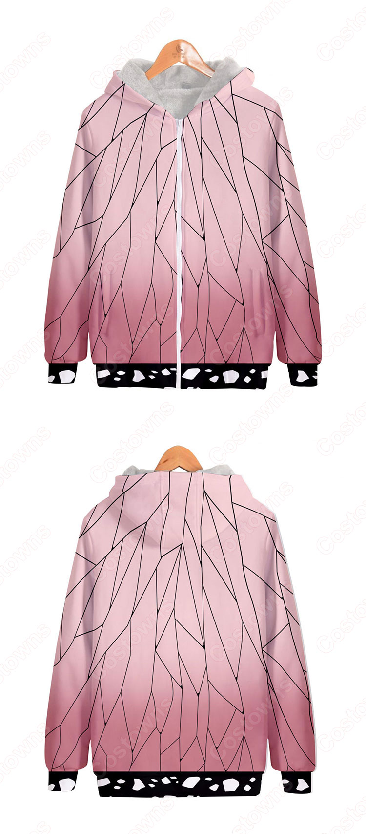 鬼滅の刃 ジップアップ パーカー フード付き スウェット カジュアル アニメ 3Dプリント 暖かい 長袖 記念シャツ 柔らかい パーカー ポケット付き 普段着 ユニセックス-1