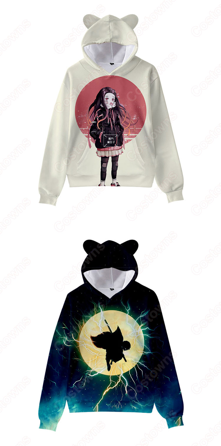 『鬼滅の刃』グッズ パーカー 猫耳フード付き アニメ 3Dプリント 長袖 子供服 カジュアル スウェット 人気 個性 冬服 キッズ おしゃれ イベント 衣装 オーダーメイド-6