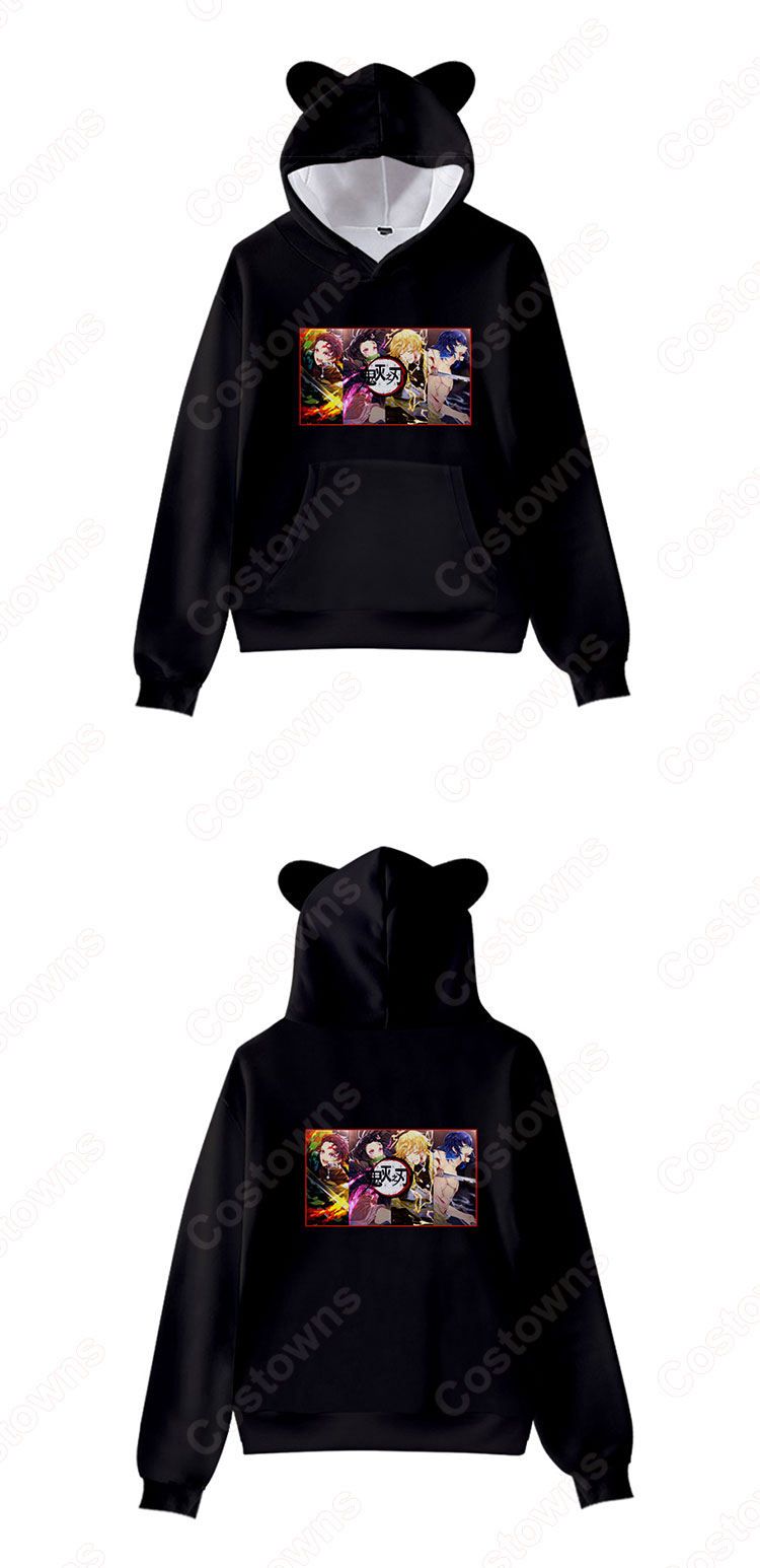 鬼滅の刃 パーカー 子供服 長袖 プルオーバー フード付き カジュアル コート コスチューム 春 秋 冬 男女兼用 記念シャツ 誕生日 プレゼント-3