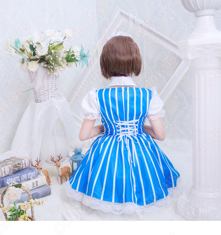 加藤恵 メイド服 コスプレ衣装『冴えない彼女の育てかた』青と白のストライプのロリータ風 cosplay衣装 アニメ 萌え 仮装 コスチューム-6