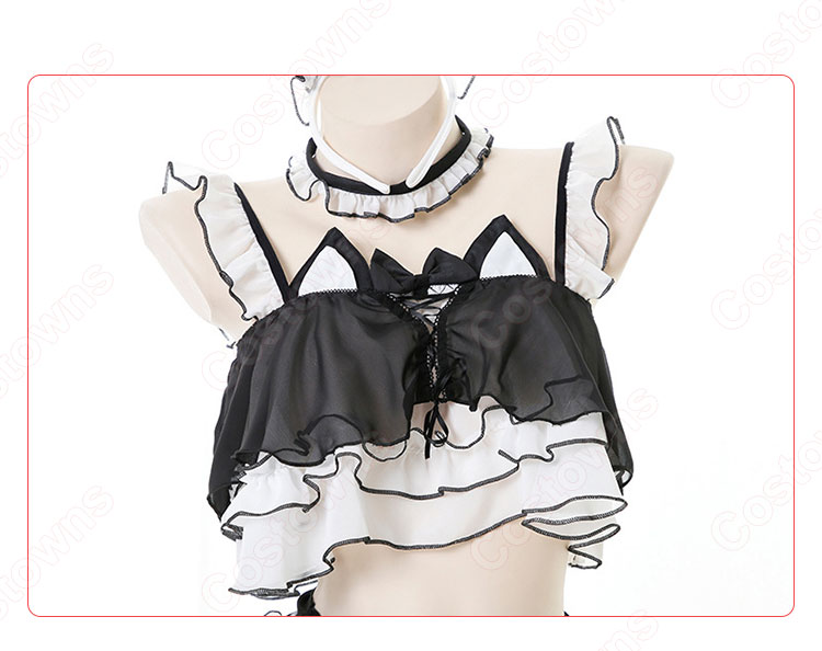 猫娘 コスプレ衣装 過激 セクシー メイド風 ランジェリー 情趣下着 ネコちゃん バレンタインギフト 透け透け 下着 愛い 萌え 仮装 コスチューム-3