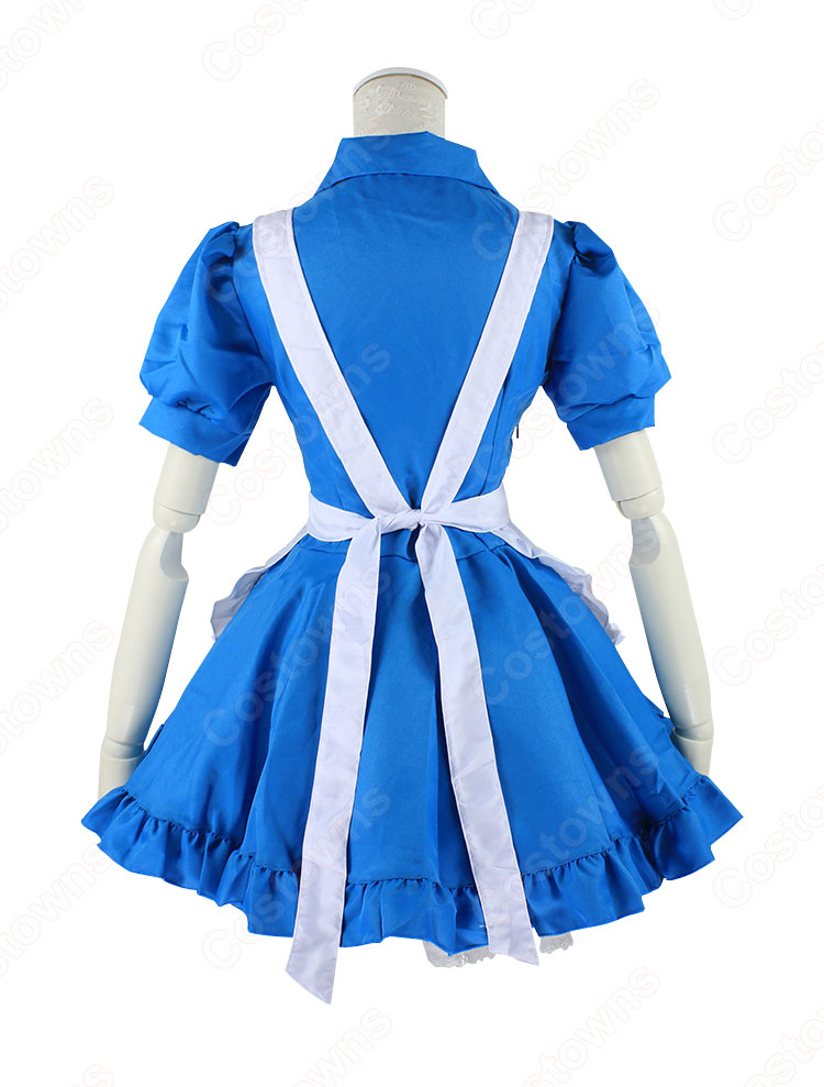 ナース風つきブルーメイド服 赤十字マークのナースキャップ 半袖