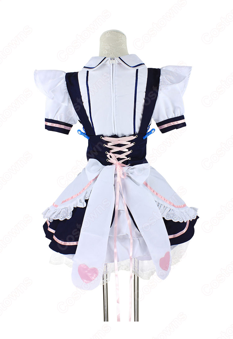 アリス風メイドコスチューム コスプレ 衣装 ピンクボタンやリボン ピンク蝶ネクタイ フリル ドレス-3