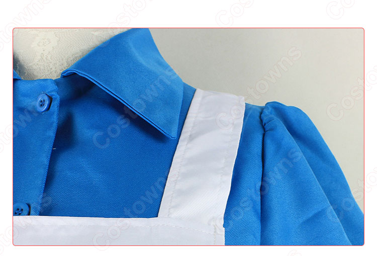 ナース風つきブルーメイド服 赤十字マークのナースキャップ 半袖 ワンピース 看護婦 コスプレ 衣装 コスチューム 仮装-3