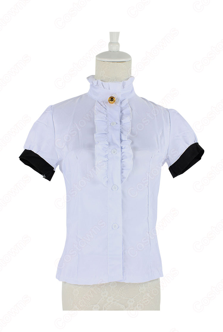 定番白黒メイド コスプレ コスチューム 可愛い かわいい 半袖 ゴスロリ ワンピース 4点セット-3