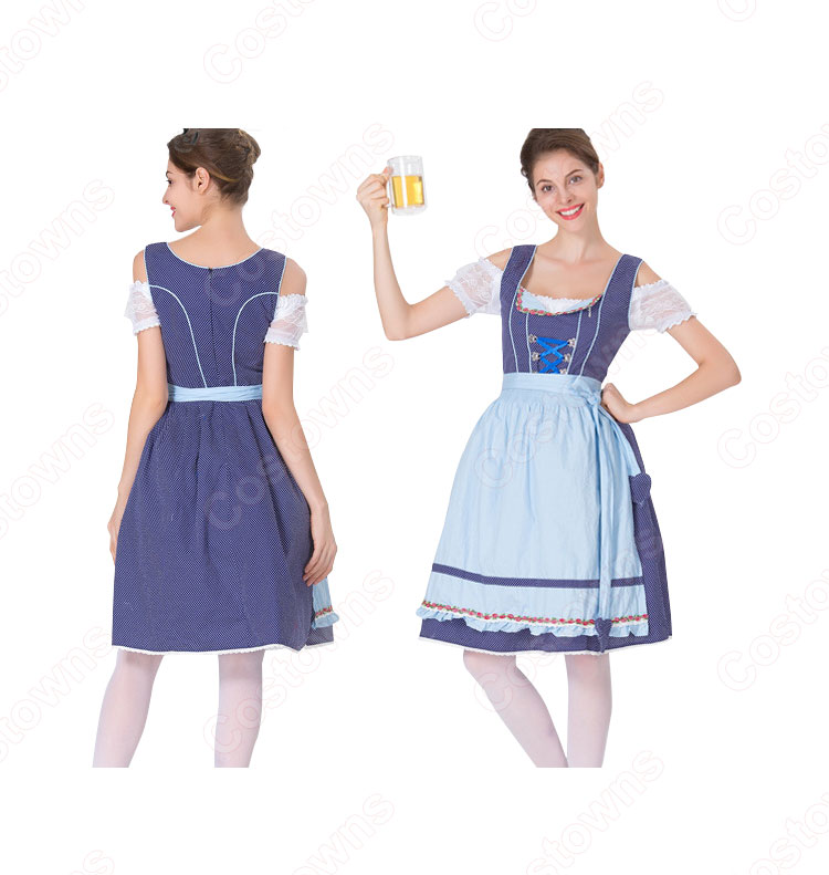 ビール祭り メイド コスプレ コスチューム ドイツの民族衣装 ビールガール制服 パーティー 文化祭 学園祭 コスプレ変装-2