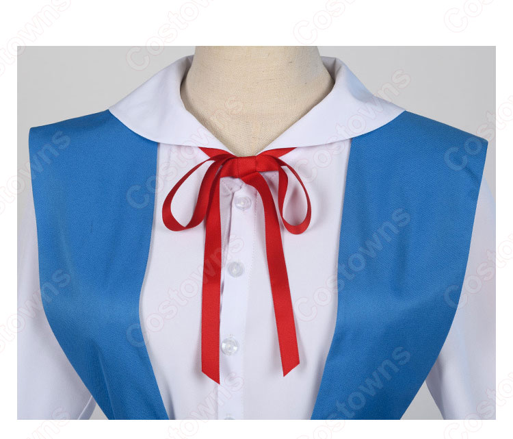 新世紀エヴァンゲリオン EVA 綾波レイ 空色の制服 レディース 青 コスプレ 衣装 cosplay アクティビティ 学園祭 ハロウィン コスチューム-5