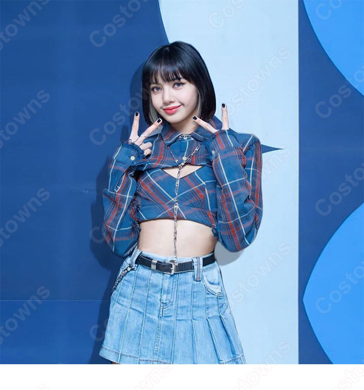 BLACKPINK(ブラックピンク) リサ(LISA) 風 ダンス 衣装 へそ出し コスプレ 衣装 人気グループ アイドル制服 ステージ服-4