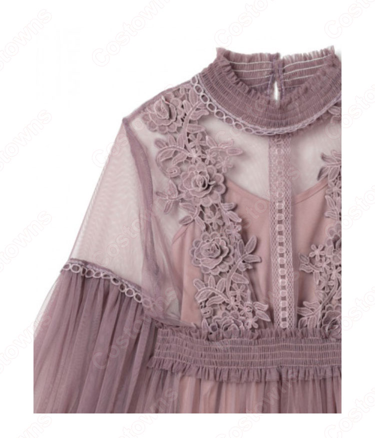 乃木坂46 齋藤飛鳥(さいとう あすか) チュールフラワーレースボリュームスリーブワンピース-4