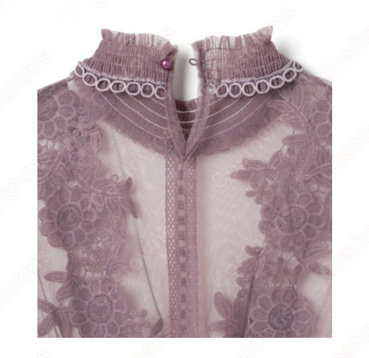 乃木坂46 齋藤飛鳥(さいとう あすか) チュールフラワーレースボリュームスリーブワンピース-8