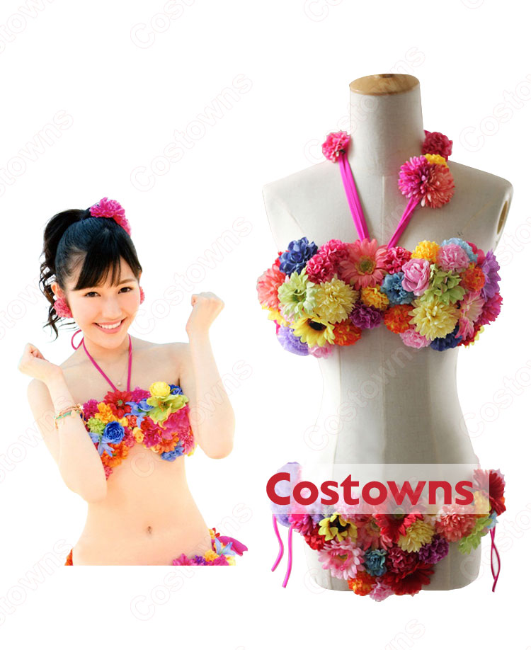 AKB48 30th sigle さよならクロール MV衣装 渡辺麻友 (わたなべ まゆ ) コスプレ衣装 花びら 水着 ビキニ バンドゥ 2点セット-4