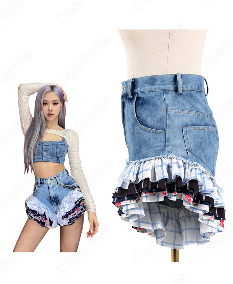 ブラックピンク ロゼ（ROSÉ）風 デニム ベスト ショートパンツ - Costowns