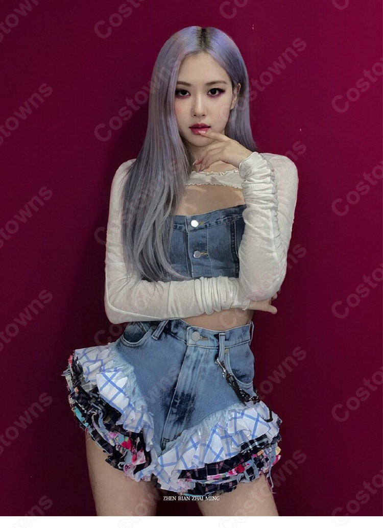 ブラックピンク ロゼ（ROSÉ）風 デニム ベスト ショートパンツ