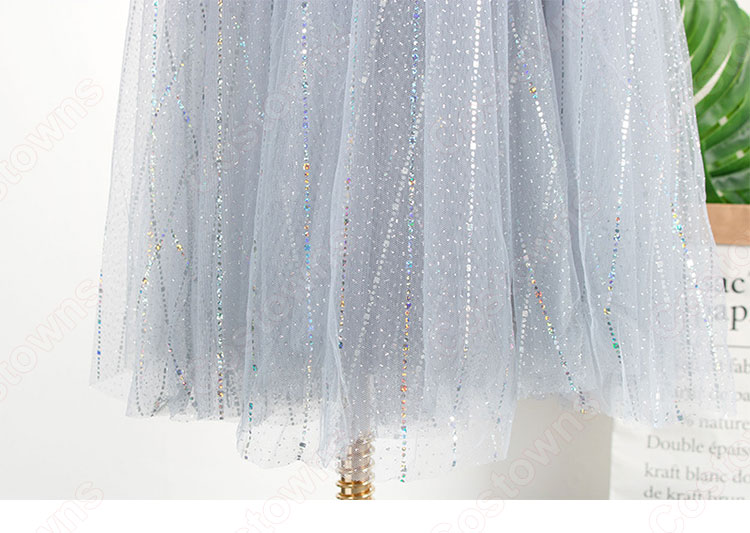 IU(アイユー) 風 ファッション パーティードレス 長袖 ハイウエスト ストライプ ワンピース-13