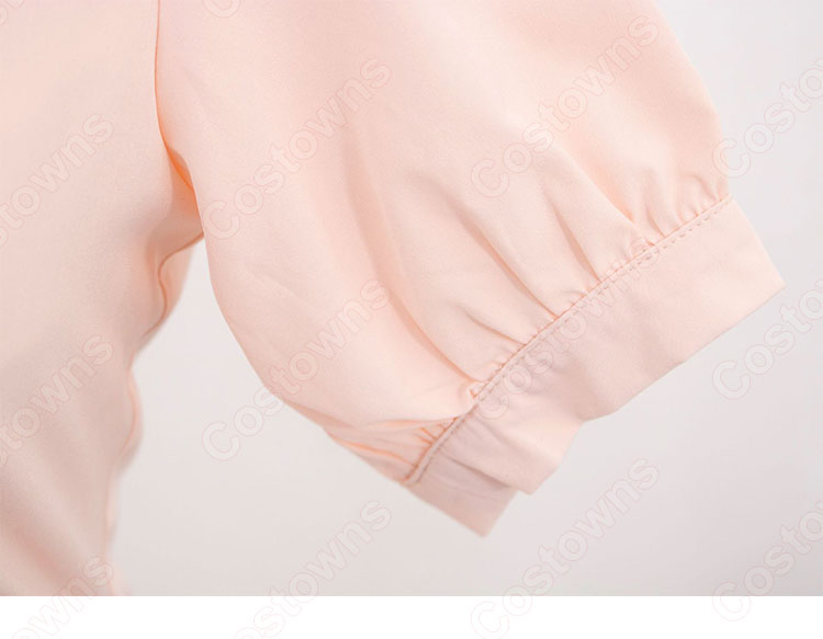 IU(アイユー)風 ワンピース ピンク 半袖 ドレス 『ホテルデルーナ(호텔 델루나、Hotel Del Luna)』 コスチューム 変装 コスプレ衣装-10