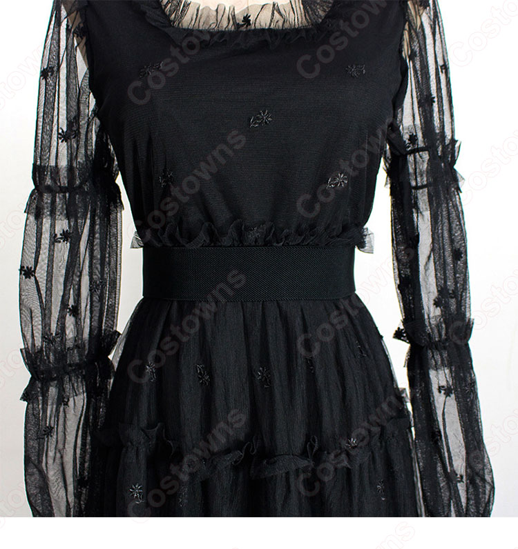 IU（アイユー）風 ワンピース 長袖 黒 『ホテルデルーナ(호텔 델루나、Hotel Del Luna)』 コスチューム 変装-6