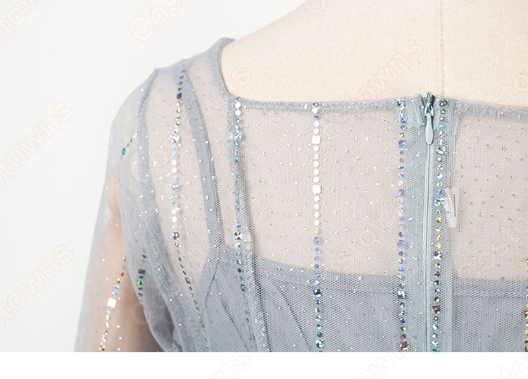 IU(アイユー) 風 ファッション パーティードレス 長袖 ハイウエスト ストライプ ワンピース-11