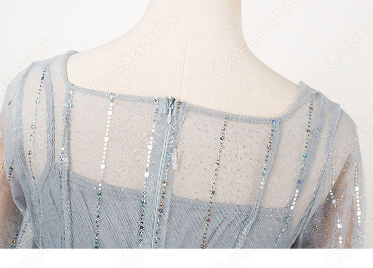 IU(アイユー) 風 ファッション パーティードレス 長袖 ハイウエスト ストライプ ワンピース-10