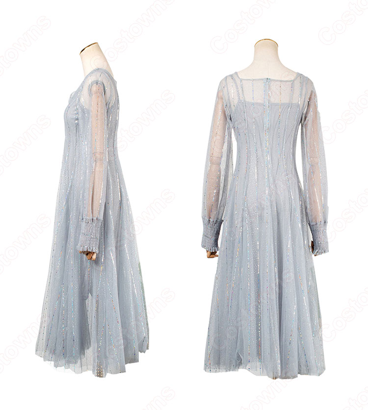 IU(アイユー) 風 ファッション パーティードレス 長袖 ハイウエスト ストライプ ワンピース-4